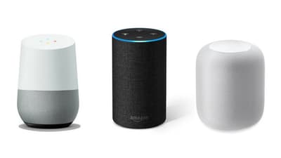 An array of smart speakers and digital assistant devices