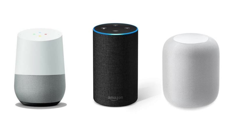 An array of smart speakers and digital assistant devices