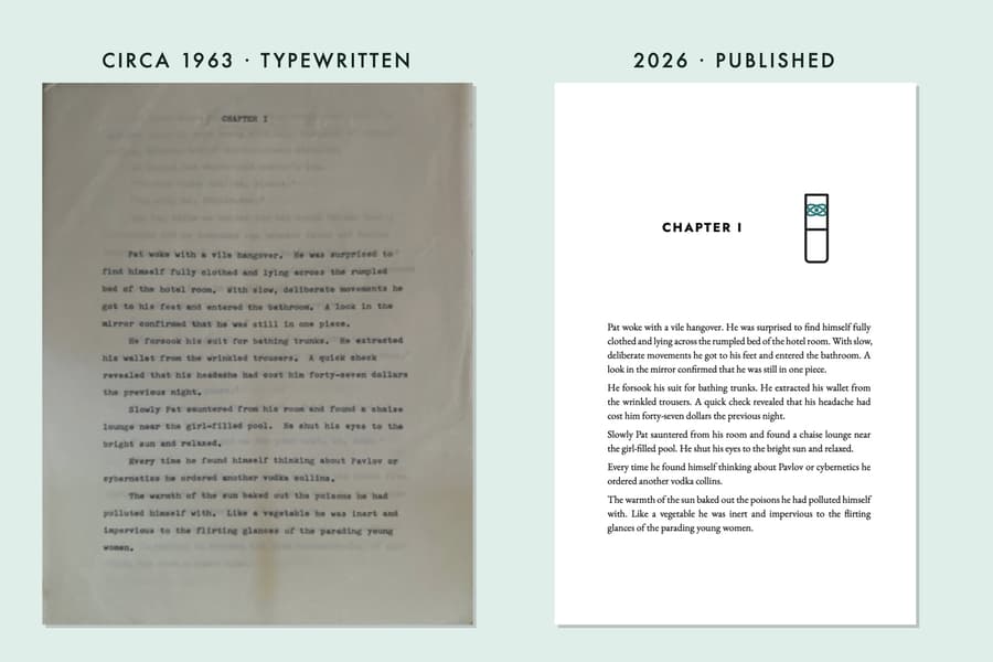 Chapter I as typewritten circa 1963 beside the same page as published in 2026