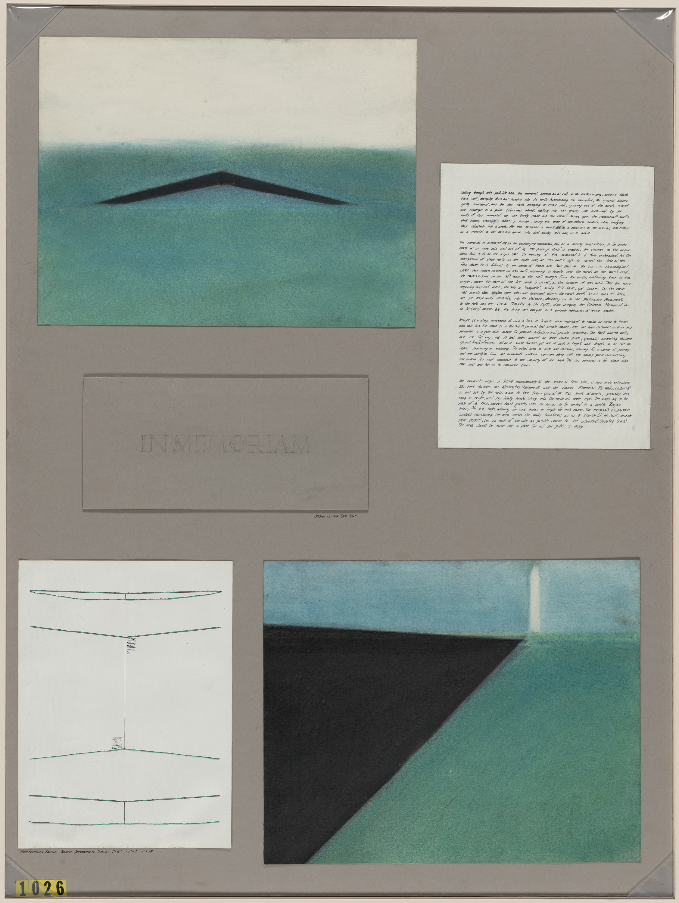 Maya Lin's original competition submission drawing for the Vietnam Veterans Memorial