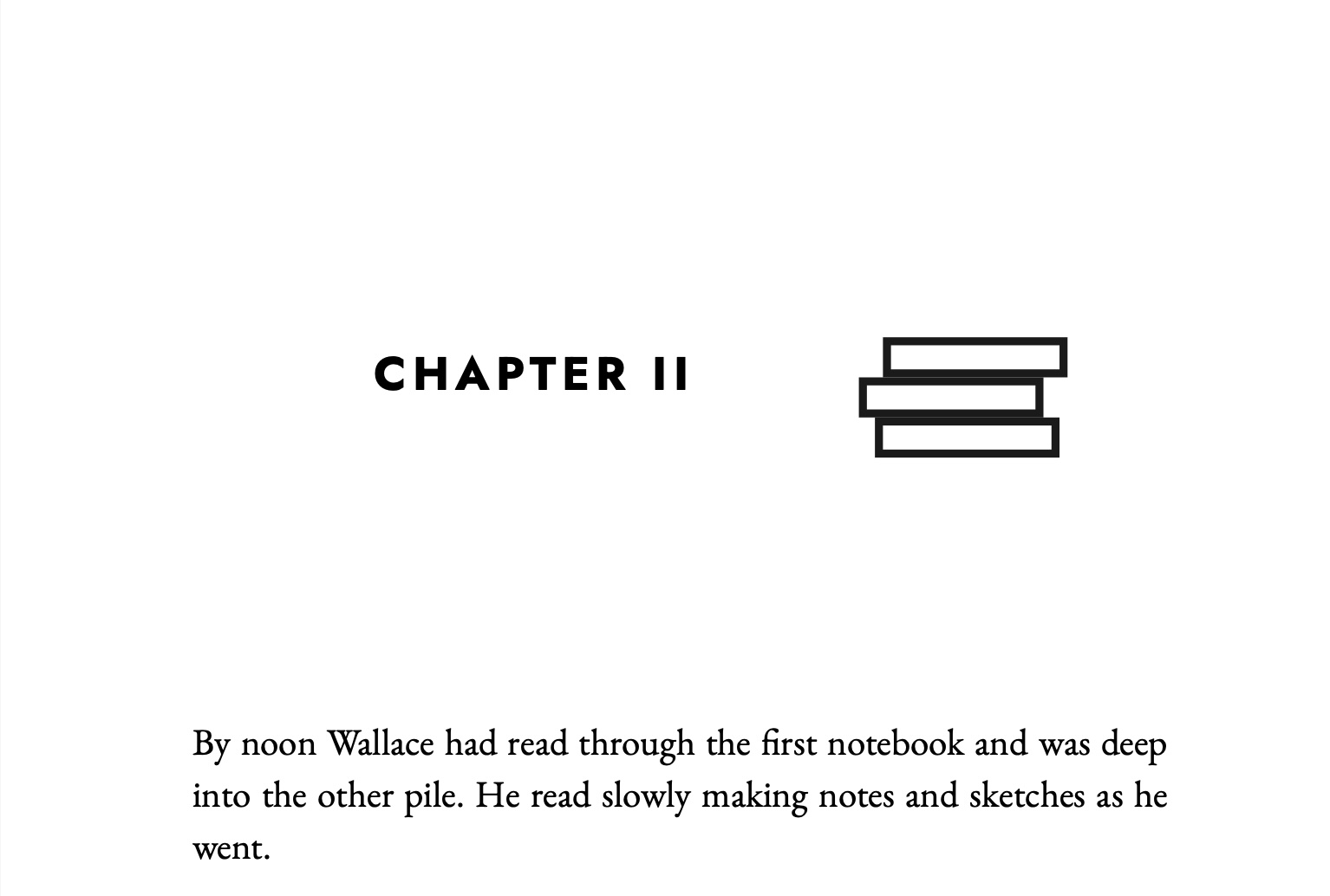 Interior chapter-heading spread from THE LINK, showing the transcribed text and a chapter sigil